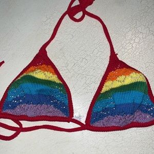 crochet rainbow bikini top